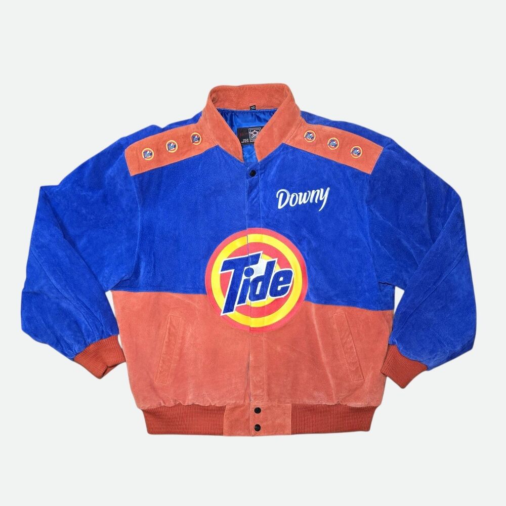 JH Design Vintage Tide Downy Suede Leather Racing Jacket Mens XL Ricky Craven 32